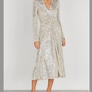Rotate Birger Christensen  Silver Sequin Evening Dress